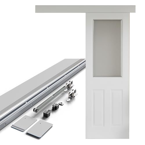 Amig - Kit puerta corredera madera - Guía 186 cm aluminio blanco con autocierre - Hasta 60 kg - Diseño elegante y duradero con cierre automático - Mod. SD005