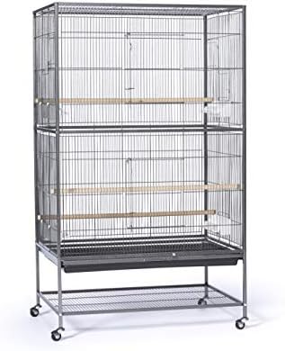 Prevue Pet Products Wrought Iron Flight Cage with Stand, Large Birdcage for Pets, Metal Cage Standing Birdcage, Black Hammertone Finish