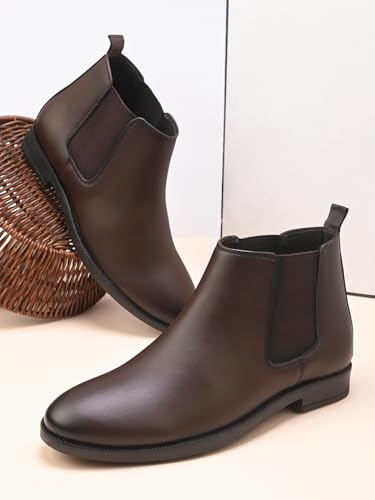 Image of FENTACIA Leather Chelsea Boots for Men | Men Ankle Slipon Boots