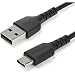 Produktbild StarTech.com RUSB2AC2MB USB A auf USB C Kabel (2m, hochwertiges USB 2.0-Datenübertragungs- und Ladekabel, Aramidfaser, St/St) schwarz