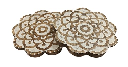 Set-of-2-Wooden-Trivet-for-Hot-Pots-and-Dishes-Heat-Resistant-Non-Slip-Teapot-Trivet-8-Inch-Diameter-Natural-White-Design-2 Set of 2 Wooden Trivet for Hot Pots and Dishes Heat Resistant Non Slip Teapot Trivet 8 Inch Diameter Natural White Design 2