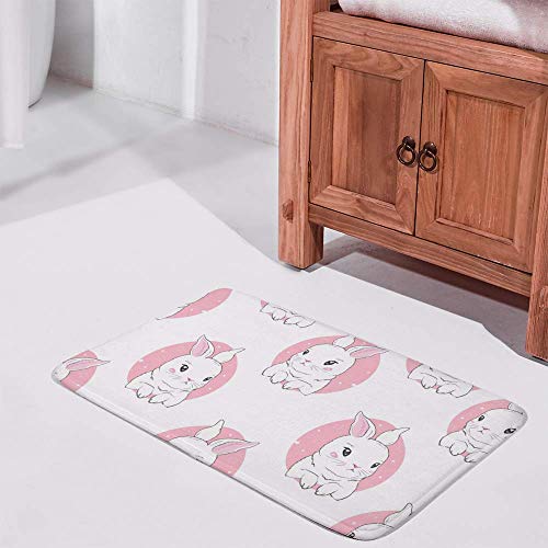 Tapis de bain velours lavable en machine blanc et rose corail