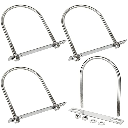 4Pack Square U-Bolts 4-1/2"(115mm) Inner Width, 304 Stainless Steel U Bolts M10 with Washers &amp; Nuts for Replacement Parts and Accessories for Ski Boat, Fishing Boat or Sailboat Trailer