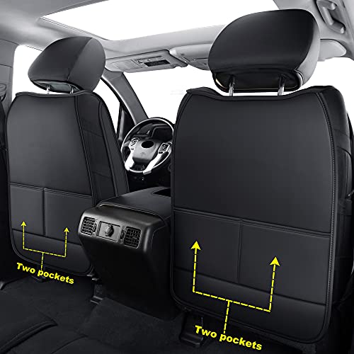 LUCKYMAN CLUB Tundra Seat Covers, Fit for 2014-2021 Tundra Crew Cab CrewMax Double Cab Regular Cab Pickup Trucks with Water Proof Faux Leather(Full Set, Black&Gray)