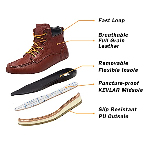 Image of Mens Work Boots Composite Toe Soft Toe Waterproof Slip Resistant Puncture-proof Moc Toe Construction Work Boots
