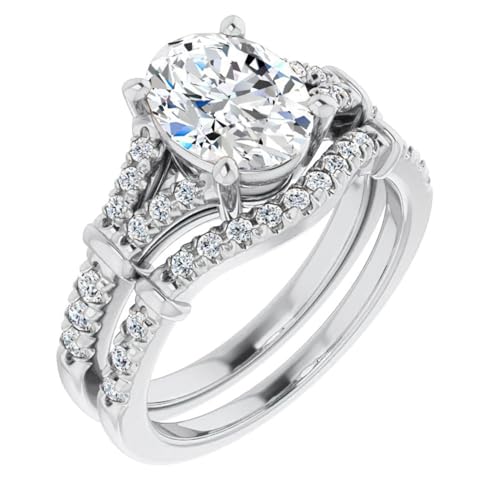 2 CT Oval Cut IGI Certified Lab Grown Diamond Ring Set |...