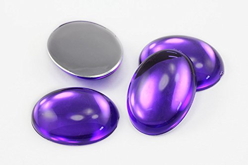 40x30mm Large Flat Back Oval Acrylic Cabochons Rhinestones Plastic Gems Embellishments for Crafts, Costumes, Card Invitations, Jewelry, Cosplay - 4 Pieces (Purple Violet H132)