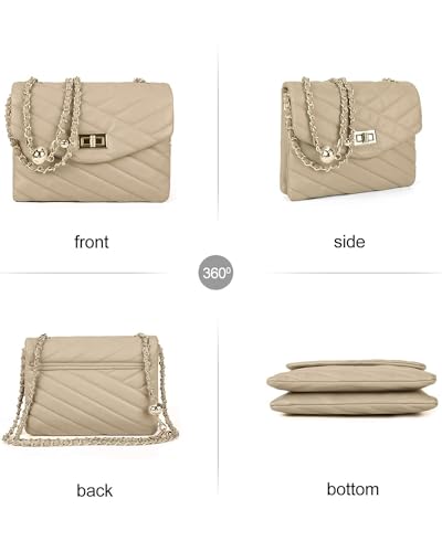 Image of LAVTUG Quilted Crossbody Bag for Women Small Flap Purse with Gold Chain | Faux Leather, Elegant Designer Shoulder Handbag, Everyday Use