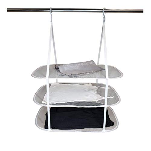 Flash Deals - 70% OFF HOMZ Sweater/Delicates/Swimsuit Dryer, Surface, Grey, Set of 12 Hanging 3 Tier Drying Rack