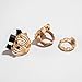 Chunky Gold Black Statement Rings Set for Women Vintage Large Cocktail Enamel Open Ring Exaggerated Dripping Oil Finger Jewelry Darkness Stacked Gifts