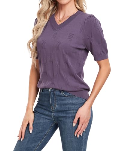 MINTLIMIT Women's Short Sleeve Sweater Tops Pullover Shirts 2025 Spring Summer Trendy Casual Blouses4