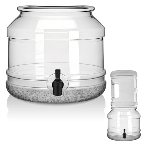 Image of GlikCeil 5 Gallon Water Jug Dispenser Base with Spout for 3 to 5 Gallon Bottle Plastic Water Jug Holder Containers for Stand or Countertop (Clear)