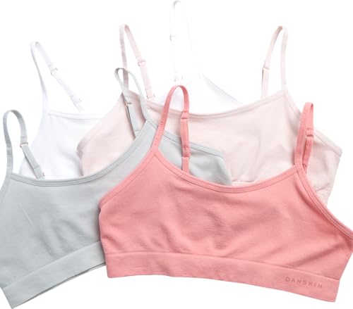 Danskin Girls Training Bras - 2/3/4 Pack Breathable Padded Bralette Underwear for Girls with Adjustable Straps (Sizes: 30-36)3