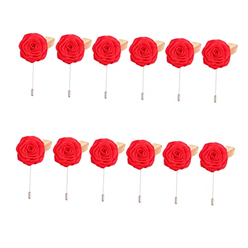 12 Broches Épingle à Poitrine Fleur de Rose en Tissu pour Costume