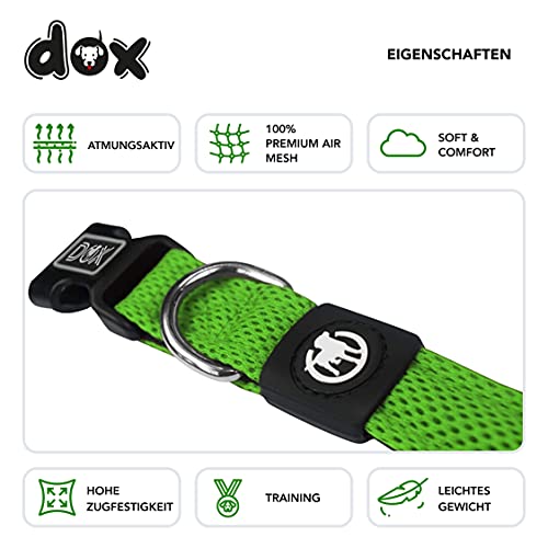DDOXX Airmesh Hundehalsband - Stabiles und Verstellbares Welpenhalsband für alle Größen - S (Grün)