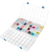 BENECREAT 2 Pack 36 Grids 14.3x8x1.18 Inch Large Transparent Plastic Compartment Box Grid Bead Or...