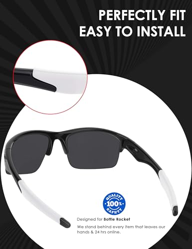 Image of BLAZERBUCK Replacement Temple Sleeves Ear Socks for Oakley Bottle Rocket OO9164 Sunglass - Black + White