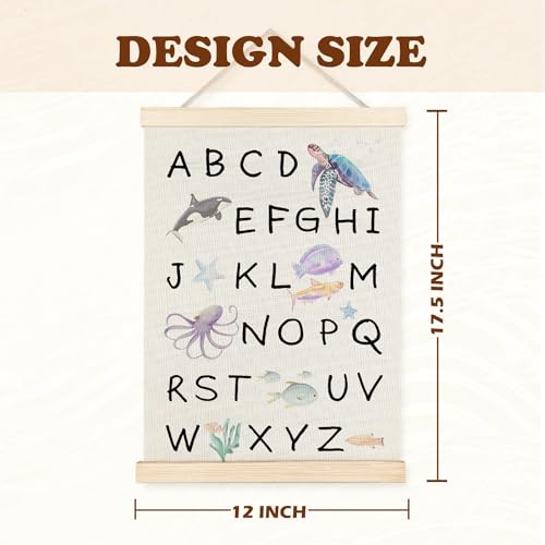 Supwhd Ocean Nursery Decor, Alphabet Numbers Ocean Animals Poster Hanger Frame, Sea Animals ABC 123 Educational Wall Decor for Nursery Kids Room Playroom Classroom Homeschool, 12x16 Set of 2 by Supwhd - Used condition - Image 6