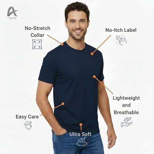Image of Men's 100% Cotton Crew Neck T-Shirt | Regular Fit | Soft & Breathable | Casual Everyday Wear