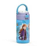 Zak Designs Disney Frozen 2 Plastic Water Bottle with Push Button Action and Locking Lid, Includes...