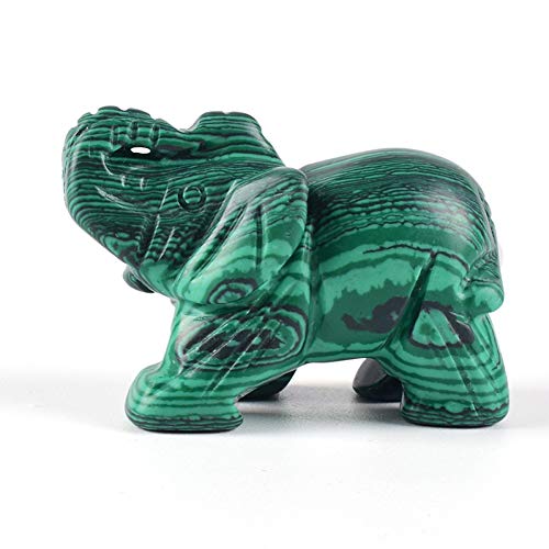 MKYXLN 2 Inch Malachite Elephant Figurine Animals Figurines For Home Decor Stone Specimen