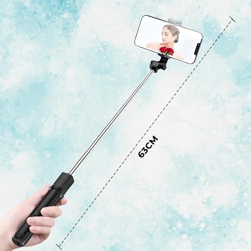 Image of Selfie Stick with Tripod Stand | Bluetooth Extendable 3-in-1 Multifunctional 4 feet Selfie Stick for Compatible iPhone, Mi, OnePlus, Samsung, Oppo, Vivo & All Smartphones with Remote