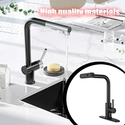 Robinet de cuisine à arc élevé pulvérisateur noir durable - 6