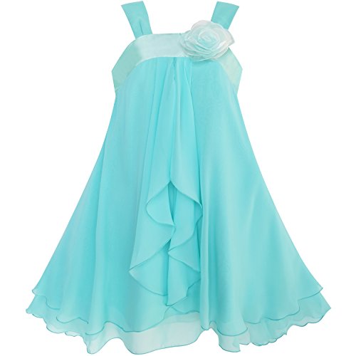 Sunny Fashion Vestito Bambina A-Line Cavezza Fiore Multi Strato Chiffon 5 Anni