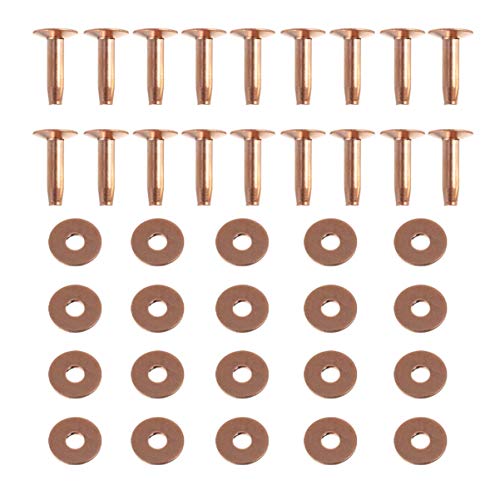 Exceart Kit de Rebites e Rebarbas de Cobre com 20 Conjuntos de Rebites de Couro Rebites de Cobre Kit