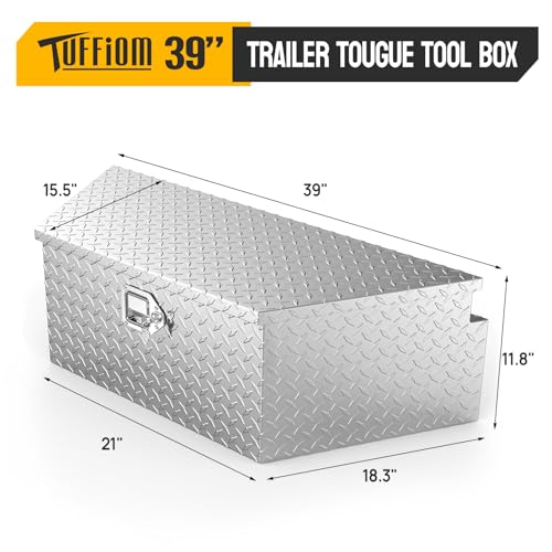 Tuffiom 39 Inch Aluminum Truck Trailer Tongue Tool Box With Lock & Keys, Diamond Plate Storage Organizer Toolbox For Pickup Truck Bed thumb #8