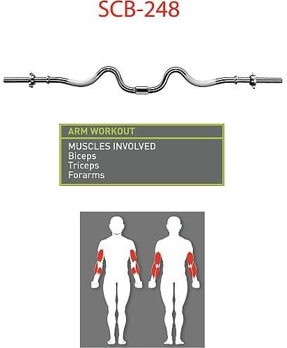 Marcy 2-Piece Threaded Super Curl Bar with Chrome Spin Lock Collars Free Weights Accessories for Home Gym SCB-248