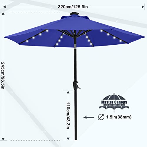 Image of MASTERCANOPY 11ft Patio Umbrella with Solar Lights, Blue
