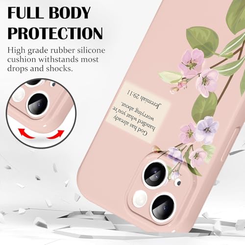 Cinysnt Pretty Violet Crabapple Flower Phone Case for iPhone 15 6.1", Classic God Jesus Christian Bible Verse Pink Purple Florals Pattern Design Cover Soft TPU Silm Glossy Cover Girls Women by Cinysnt - Used condition - Image 4