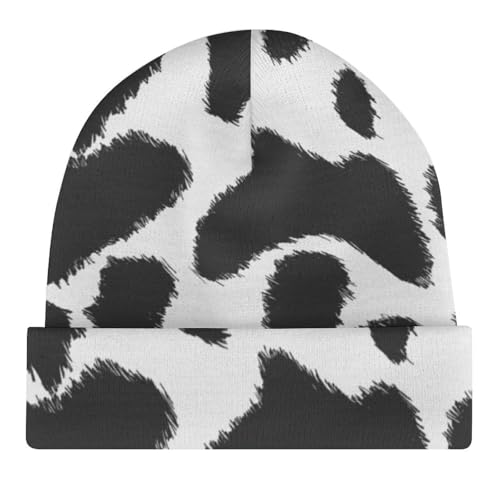 Cowhide Pattern Kids Beanie Hat for for Girls Boys Children Cap Winter Knitted Chemo Cancer Headwear Accessories Gifts Decoration Black4
