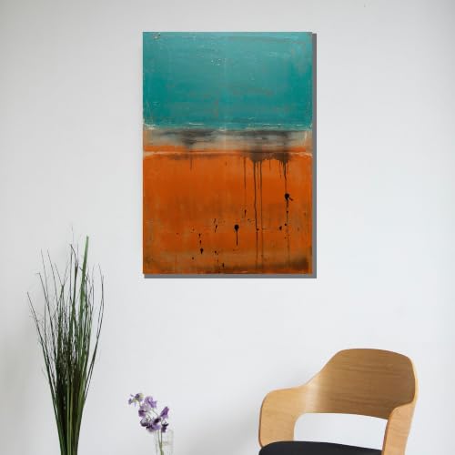 Tableau abstrait turquoise pour illuminer un salon sombre - 3