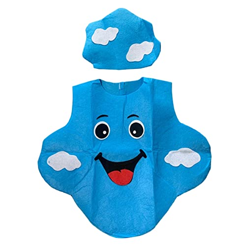 Chatonshen Disfraz Niños Juego Imitación Ropa Disfraz Chaqueta Poliéster Niños Niñas Conjunto Gorro sin Mangas Apropiado para Cosplay Fiesta Halloween Actividad, Nube