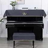 ピアノカバー 3点セット アップライト/電子ピアノ用 おしゃれ エレガントデザイン 直立型/ヨーロピアンスタイル フリーサイズ 6色可選 (ダークグレー, ピアノカバー＋鍵盤カバー+椅子カバー（一人掛けタイプ）)