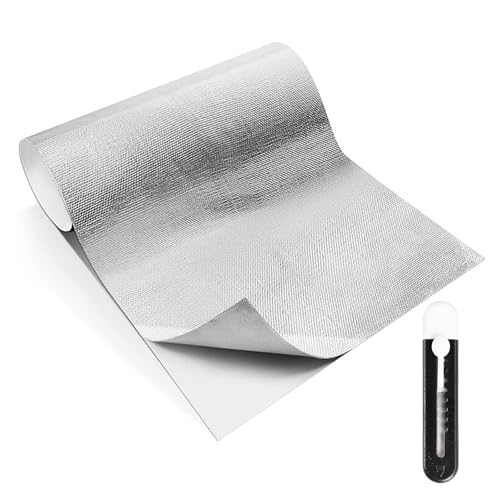 Barrière Thermique Aluminisée, 60 x 200 cm Isolant Thermique Envers Adhésif, Reflecteur de Chaleur pour Radiateur, Protection Haute Température Adhesif...