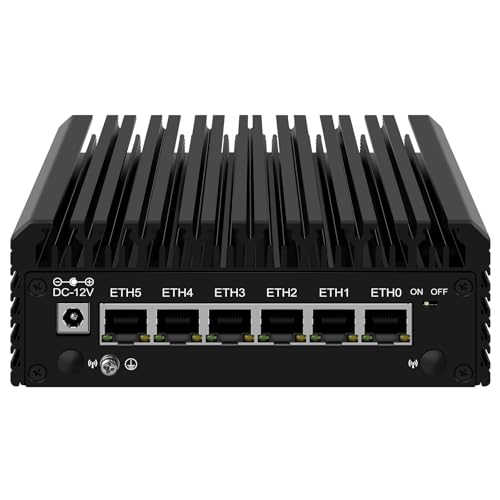 Image of 6 Ports Firewall Micro Appliance /Mini PC, 12th Gen Alder Lake N200 Quad Core Firewall Mini PC with 6x2.5G i226-V LAN DDR5 RAM, Support AES-NI VPN OPNsense, Barebone