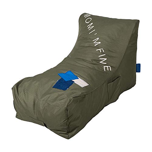 Livebest Bean Bag Chair - Floor Chair Couch Lazy Lounger Memory Foam Sofa With Dirt-Proof Oxford Fabric&Side Pocket For Kids Age 2 And Up,Mom I'm Fine, Army Green #TOP29