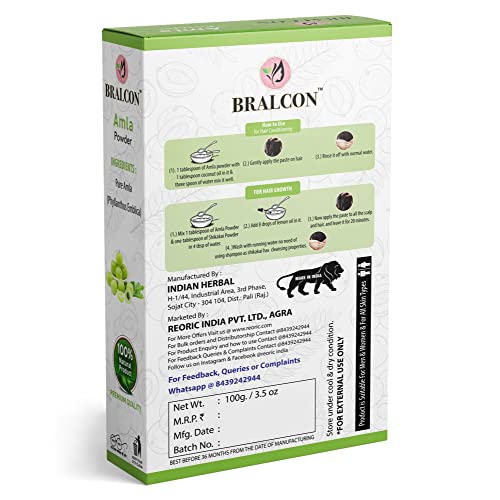 Image of BRALCON Natural Amla, Reetha, Shikakai, Bhringraj, Hibiscus Powder Combo 500g (100g x 5 Pack) Hair Conditioner for Hair & Skin Care
