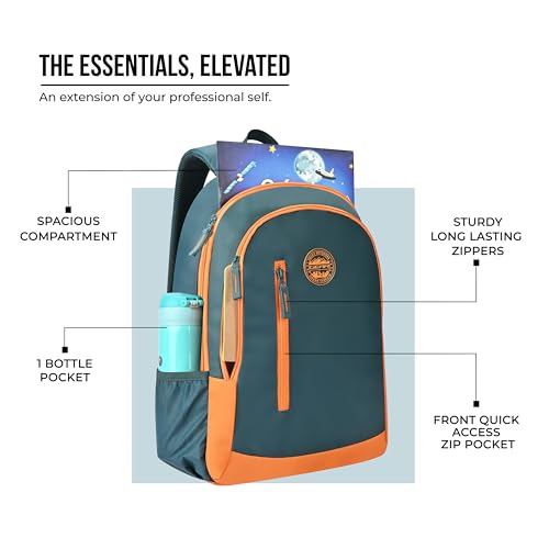 Image of Gear Eco 4 18 inch /19L Medium Water Resistant Daypack | Casual Backpack | Travel Backpack for Men /Women (Teal - Orange)
