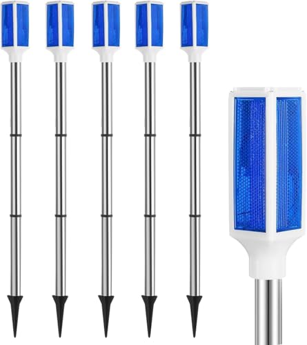 Joyibay 5 PCS Solar Powered Driveway Markers Solar Warming Landscape Lights Solar Outdoor Driveway Lights Landscape Driveway Reflectors on Poles for Snow Road Yard (Blue)