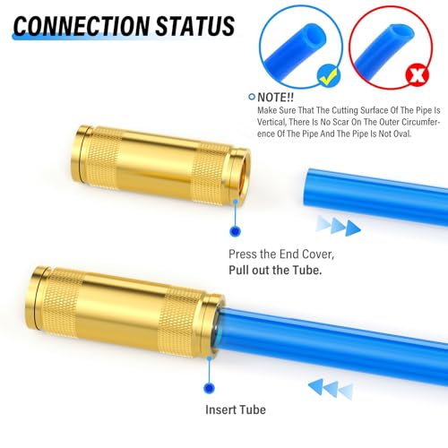 Image of TAILONZ PNEUMATIC 15PCS 1 /4 inch3 /8 inch1 /2 inchOD DOT Straight Push to Connect Fittings,Air Hose Fitting, Compressor Quick Connection Fitting,Air Brake Fitting (Pack of 15)