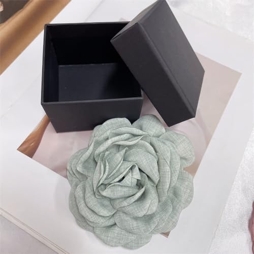 Image of Dainty Fabric Peony Flower Brooches Pin Delicate Camellia Flower Brooch Classic for Women Wedding Party Dance Banquet Elegant Lapel Pins Dress Suit Ceremony Clothes Accessories Jewelry Gifts 100mm