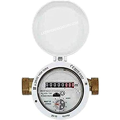 Suinga CONTADOR DE AGUA CALIENTE para casa y jardin 13mm chorro único, máximo 90º C. Certificado MID Europeo. Longitud sin racor 11,5 cm. Caudal 2,5 m3/h. Entrada 3/4 y Salida 3/4