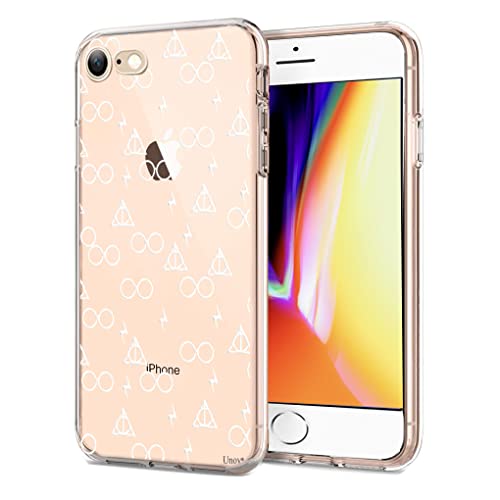 Unov Case for iPhone SE (2022) iPhone SE (2020) iPhone 8 iPhone 7 Case Clear with Design Embossed Pattern TPU Soft Bumper Shock Absorption Slim Protective (Death Hallows)