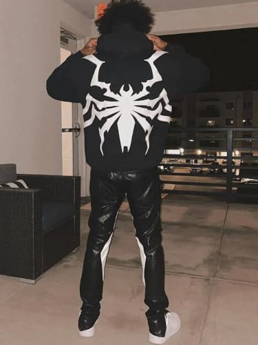Unisex Gothic Spider Embroidery Hoodie Oversized Zip Up Sweatshirt Streetwear Y2k Dark Academia Jacket Back Graphic4