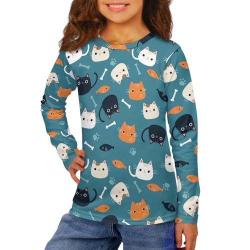Image of Girls Long Sleeve T Shirt Cute Cartoon Crewneck Shirt for Kids 3-16Y Fall Winter Clothes