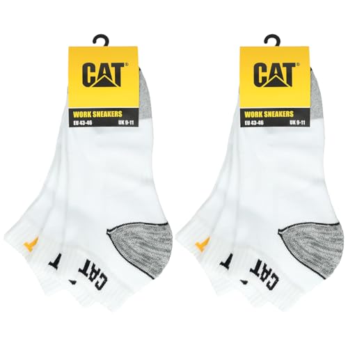 Caterpillar Lot de 6 paires de chaussettes de travail CAT WORK SNEAKERS - Tailles au choix : 39-50, 6 paires de gants Blanc, 43-46